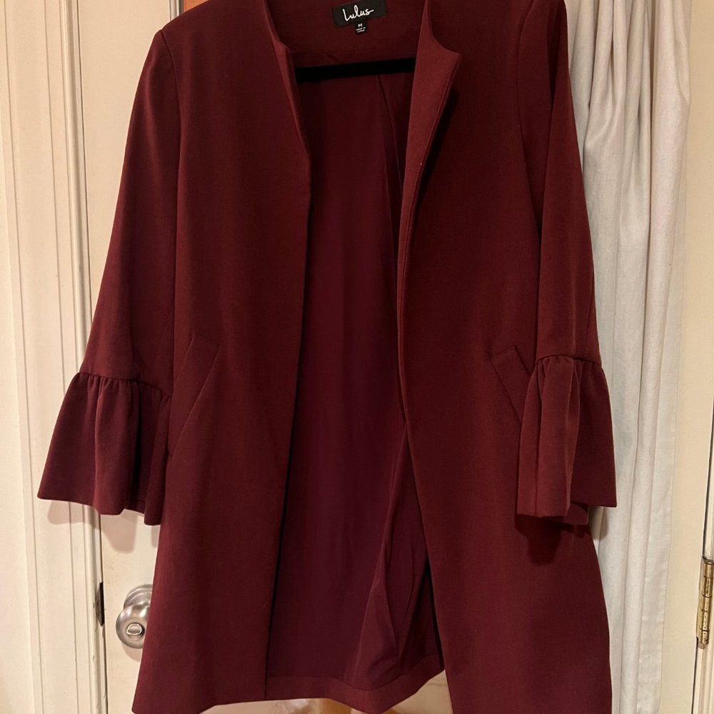 Burgundy Blazer Bell Sleeves